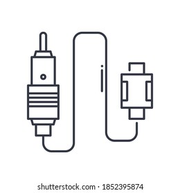 Audio cable icon, linear isolated illustration, thin line vector, web design sign, outline concept symbol with editable stroke on white background.