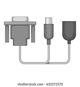 Audio cable icon in monochrome style isolated on white background vector illustration