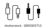 Audio Cable icon on white background editable stroke and solid flat.