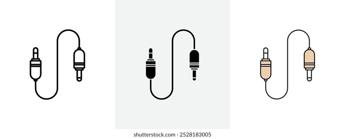 Audio cable icon Outline sign symbol set
