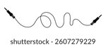 Audio Cable Icon, Plug Wire ,Audio cable with jack socket. isolated on white and black background. Vector illustration. 