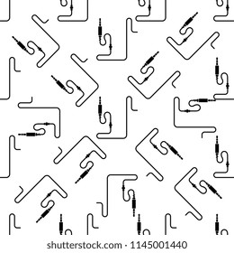 Audio Cable Icon, Plug Wire Seamless Pattern Vector Art Illustration