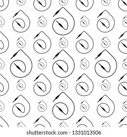 Audio Cable Icon, Plug Wire Seamless Pattern Vector Art Illustration