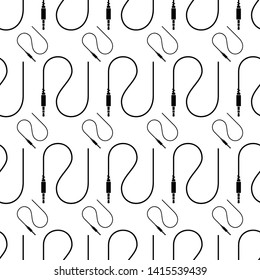 Audio Cable Icon, Plug Wire Seamless Pattern Vector Art Illustration