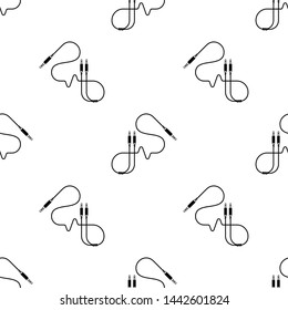 Audio Cable Icon, Plug Wire Seamless Pattern Vector Art Illustration