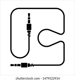 Audio Cable Icon, Plug Wire Vector Art Illustration