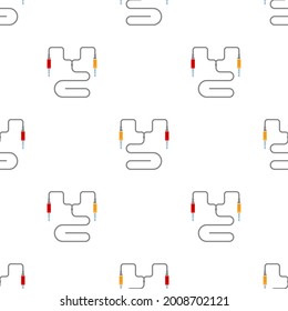 Audio Cable Icon, Plug Wire Seamless Pattern Vector Art Illustration