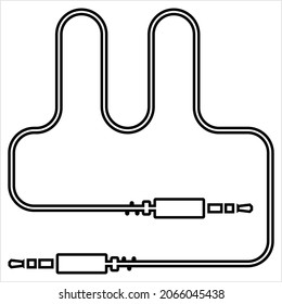Audio Cable Icon, Plug Wire Vector Art Illustration