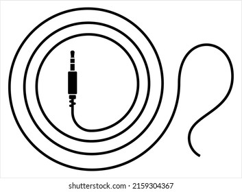 Audio Cable Icon, Plug Wire Vector Art Illustration