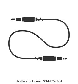 Audio Cable Icon, Plug Wire Vector Art Illustration Flat Sign