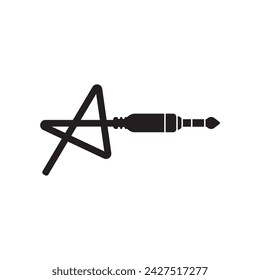 Icono de cable de audio, ilustración de arte vectorial de alambre de enchufe