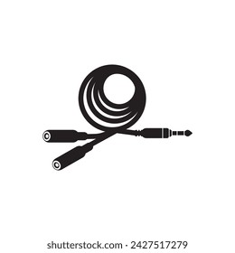 Icono de cable de audio, ilustración de arte vectorial de alambre de enchufe
