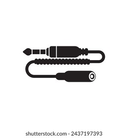 Audio Cable Icon, Plug Wire Vector Art Illustration
