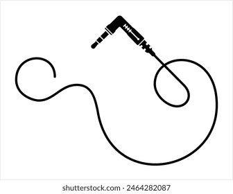 Audio Cable Icon, Plug Wire Vector Art Illustration