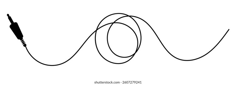 Audio Cable Icon, Plug Wire ,Audio cable with jack socket. isolated on white and black background. Vector illustration. 