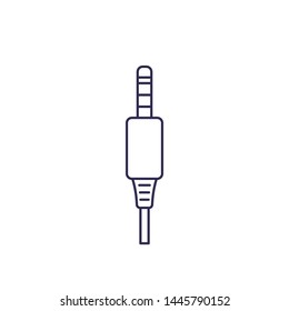 audio cable, jack connector vector line icon