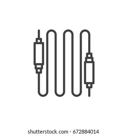 Audio cable line icon, outline vector sign, linear style pictogram isolated on white. Symbol, logo illustration. Editable stroke
