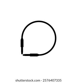 Audio cable with long round cord and two connectors. Vector icon.