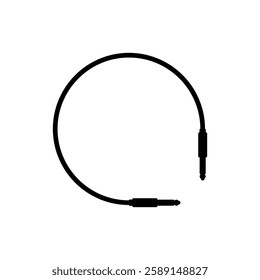 Audio cable with long round cord and two connectors.