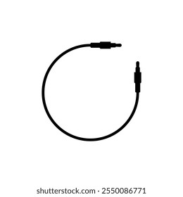 Audio cable with long round wire and two connectors.