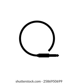 Audio cable with a long round wire. Vector icon.