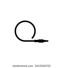 Audio cable with a long round wire. Vector icon.