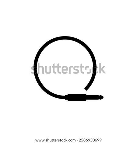 Audio cable with a long round wire. Vector icon.