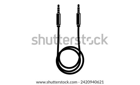 audio cable symbol, black isolated silhouette