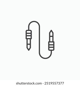 Línea de cable de audio en color negro de línea delgada. ilustración de símbolos de Vector simple plano.