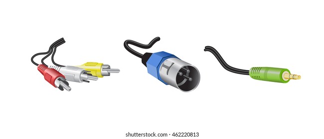 audio cables .icons set.isolated on white