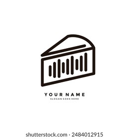 audio cake logo. vector illustration of abstract cake design with audio graphics. suitable for music business identities, applications, music recordings, studios and others
