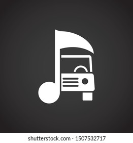 Audio car related icon on background for graphic and web design. Simple illustration. Internet concept symbol for website button or mobile app.