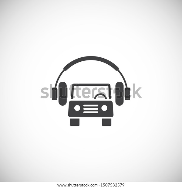 Audio car related icon on background for graphic and\
web design. Simple illustration. Internet concept symbol for\
website button or mobile\
app.