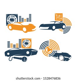 Audio Car System Logo Template set Icon Symbol Vector