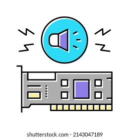 audio card computer component color icon vector. audio card computer component sign. isolated symbol illustration