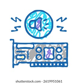 audio card computer component doodle icon sketch vector. audio card computer component sign. isolated symbol illustration
