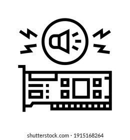 audio card computer component line icon vector. audio card computer component sign. isolated contour symbol black illustration