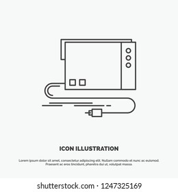 audio, card, external, interface, sound Icon. Line vector gray symbol for UI and UX, website or mobile application