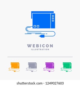 audio, card, external, interface, sound 5 Color Glyph Web Icon Template isolated on white. Vector illustration