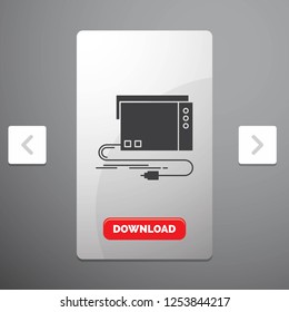 audio, card, external, interface, sound Glyph Icon in Carousal Pagination Slider Design & Red Download Button