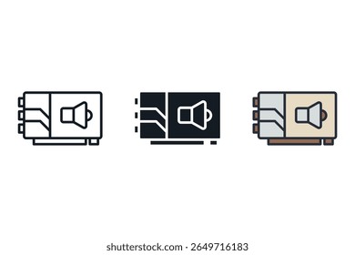 audio card icons isolated on White Background. Flat style design,symbol collection