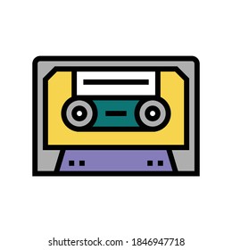 Audio Casette Color Icon Vector. Audio Casette Sign. Isolated Symbol Illustration