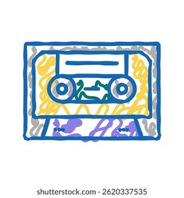 ícone de desenho da caseta de áudio vetor de esboço. sinal da caseta de áudio. ilustração de símbolo isolado