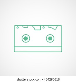 Audio Cassete Green Icon On White Background