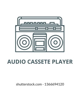 Audio cassete player line icon, vector. Audio cassete player outline sign, concept symbol, flat illustration