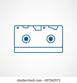 Audio Cassette Blue Line Icon On White Background
