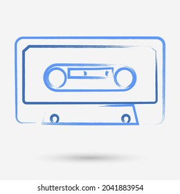 Audio cassette brush strokes, vector illustration.