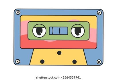 Audio cassette cute groovy mascot