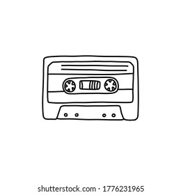 audio cassette doodle icon, vector illustration