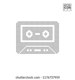 Audio Cassette Dot Pattern Icon. Old Music Tape Dotted Icon Isolated on White. Vector Background, Design Template. Can Be Used for Advertising, Web and Mobile UI.